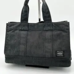 【美品】PORTER スモーキー ハンドバッグ トートバッグ キャンバス 黒色