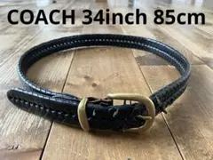 COACH コーチ レザーベルト 黒 34インチ 85cm メッシュベルト
