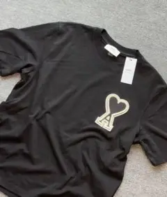 AmiParis 半袖Tシャツ L ブラック ハートロゴ ユニセックス - メルカリ