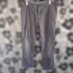 グレー スリムフィット コットンパンツ