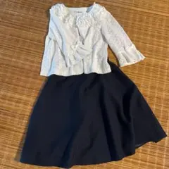 LESTERA フレアスカート紺色/日本製［美品］