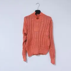 セーター 襟付き ニット オレンジ 古着 S M L レディース カジュアル