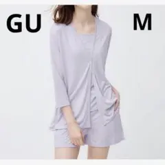 【GU】3ピースラウンジセット/パジャマ/部屋着(7分袖&ショートパンツ)紫・M