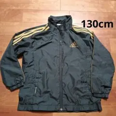 アディダス　裏起毛ナイロンジャンバー　ウィンドブレーカー　ブラック/ゴールド