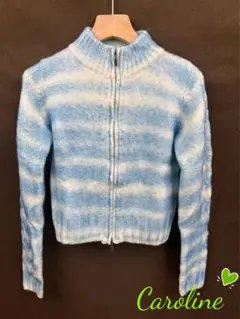 Paloma wool 水色と白のストライプジッパーニットセーター未使用品