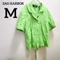 一点もの✨️SAG HARBOR【M】半袖シャツ ライムグリーン おしゃれ 古着