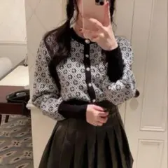 GRL モノグラム柄ニットカーディガン[kn127]