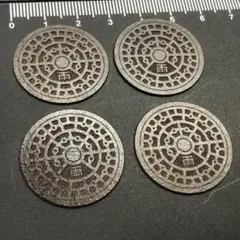 【4個セット】1:24 ミニチュア 雨水マンホール