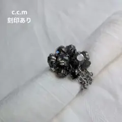 【美品】c.c.m刻印クリスタルアンティークリング約13号コムサデモードのサムネイル