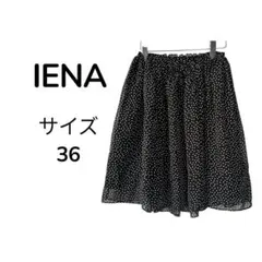 IENA イエナ ドット 柄 膝丈 フレア スカート サイズ 36 黒 ブラックのサムネイル