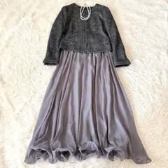 美品✨23区×Heather ママスーツ　ノーカラー　ラメ　ロングスカート　M