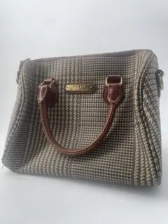 POLO Ralph Lauren チェック　ボストンバッグ　レザー　キャンバス