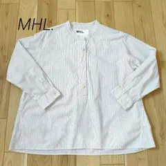 MHL. ノーカラーシャツ 長袖 ストライプ Ⅰ