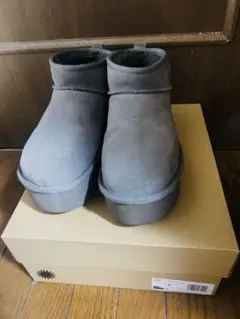UGG厚底ショートブーツ グレー 美品 24cm