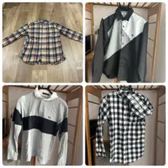 長袖シャツセット チェック柄/グラフィック　ラガーシャツ　ギンガムチェック