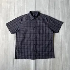00s OLD GAP 半袖 チェックシャツ ボックスカット 短丈 ネイビー L