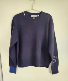 ユニクロ　アニヤ・ハインドマーチ　プレミアムラムクルーネックセーター　紺　L