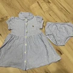 【美品】ラルフローレン　ブルーストライプワンピース　70 春夏