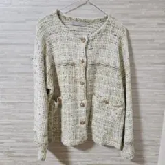 ココディール ロングツイードニットジャケット COCODEAL 金ボタン