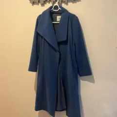 青 ロングコート サイズ38 ウール混　tonal