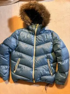 00s ファーダウン 水色 短丈 ジャケット ボックスシルエット 平成