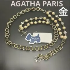 新品 アガタ チェーンベルト ベルト パール 犬 テリア AGATHA GOLD