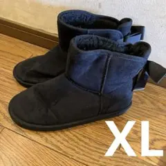 美品　リボンムートンショートブーツ　黒　XL