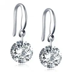 キラキラ ピアス レディース イヤリング　耳スタッド シルバー フックピアス