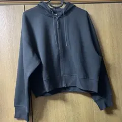 新品ユニクロ ドライスウェットクロップドフルジップパーカー　ダークブラウン　XL