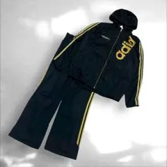 アディダスadidas ジャージ上下セットアップ　黒金　ゴールド　メンズS（C2