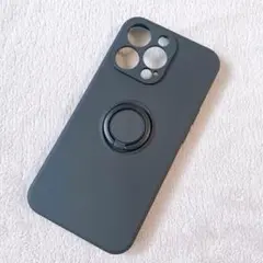 iPhone13 Pro ケース リング付き スタンド機能 マットブラック