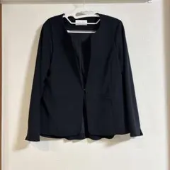 グローバルワーク　スゴラクストレッチ　ノーカラーペプラムジャケット