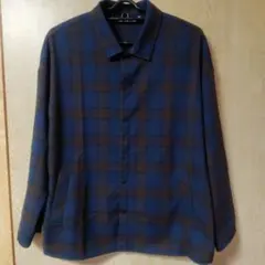 青と茶色のチェック柄　長袖シャツ　アウター　Мサイズ