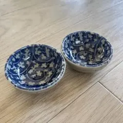 益子焼 唐草 深豆皿 小皿 ミニ皿 2点セット 豆鉢のサムネイル