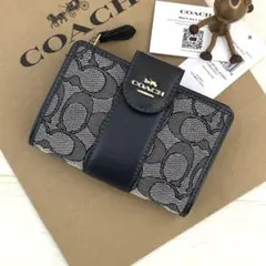 限定カラー 新品　COACH　コーチ 折り財布　２つ折り財布 ミッドナイト