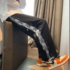 【最安値】カジュアル　ストリート　ロングパンツ　ズボン　サイドボタンデザイン