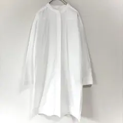 プレインピープル ロングシャツワンピース 白 長袖 コットン