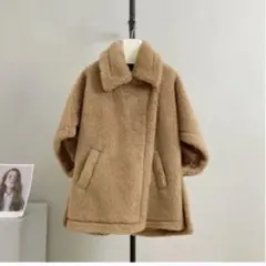 新品　テディベアコートケープ ポンチョ　キャメル