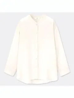 ⭐︎美品★リネンブレンドバンドカラーシャツ白