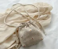 巾着型ショルダーバッグ ベージュ