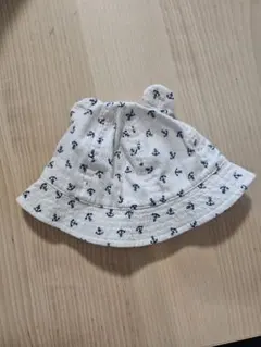 いかり柄くま耳付きベビー帽子 46cm