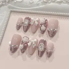 ネイルチップ 韓国系 量産型 フレンチガーリー スナ系 ワンホン ちゅるん