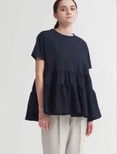美品☆ yori 17SS ティアードフレアカットソー 黒 ヨリ Yori 美品 25SS yori ヨリ フレア カットソー YR11-25101K