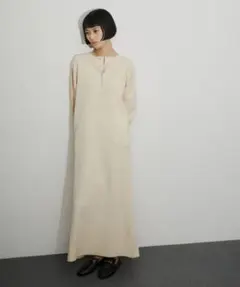 美品✨アダムエロペ　ヘンリーネックニットワンピース　ニット　ワンピース　Fサイズ