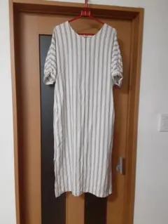 Samansa Mos2 blue　半袖ロングワンピース　　　ストライプ