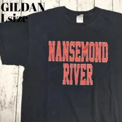 アメリカ古着　ギルダン　25周年　両面プリント　川　Tシャツ USA古着