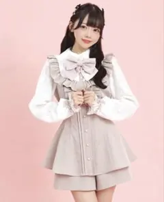 Secret Honey レース袖フリルセットアップ ピンク