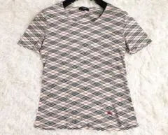 希少✨バーバリー ロンドン ノバチェック 総柄 ロゴ刺繍 カットソー 半袖y2k