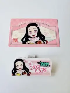 きめつ食堂竈門ねずこランダムネームプレート風バッジ ノベルティカード鬼滅の刃