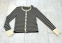 美品　ZARA ボーダーニットカーディガン　S ブラック×ホワイト